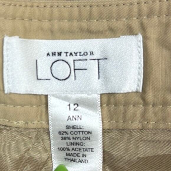 Ann Taylor LOFT Womens Pants Tan High Rise Ann Fit Lined Loose Leg Stretch 12 - Picture 5 of 11